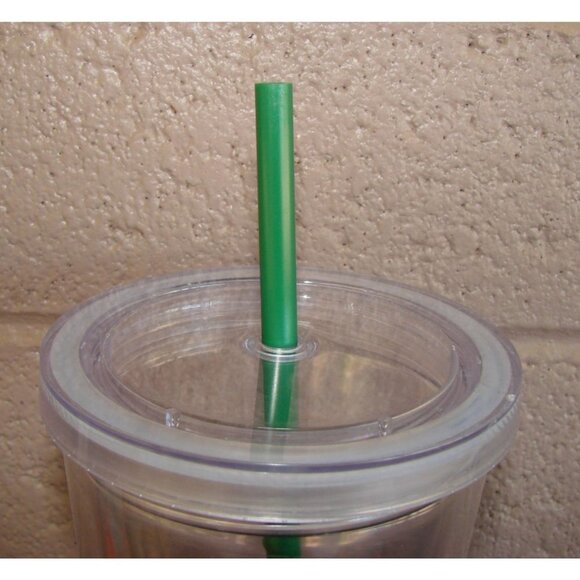 Starbucks Cold Cup Clear Venti Tumbler Traveler Green Straw Lid Large Logo 24 oz - Picture 3 of 12